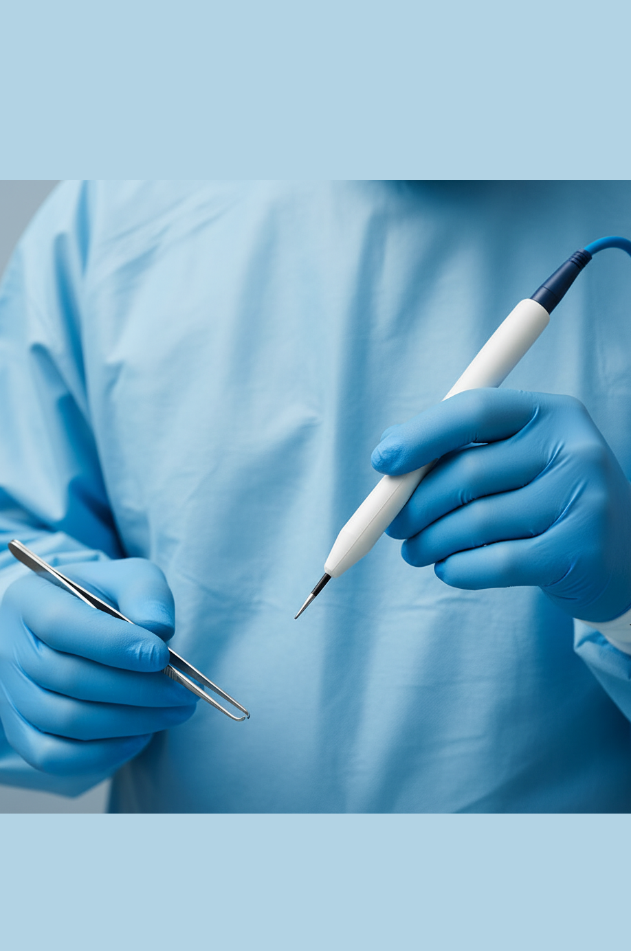 手持電燒刀，其刀刃結構透過合金蝕刻製程，實現精準切割與止血功能，確保手術高可靠性